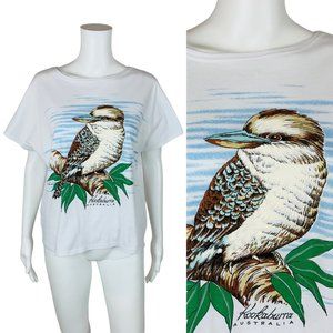 Vintage 80s Kookaburra Bird Australia Tee Tourist Dolman Sleeves T-Shirt
